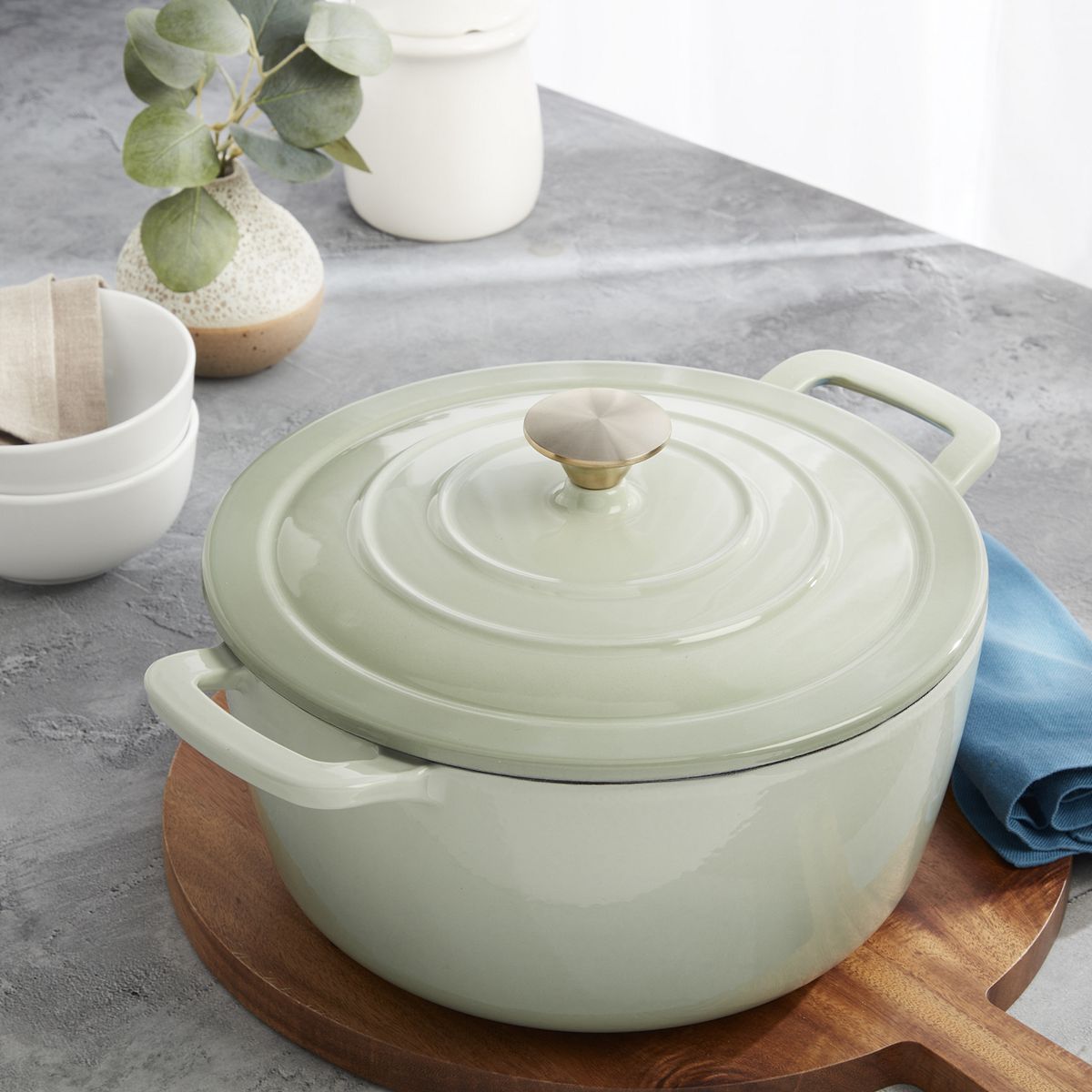 Mingle & Co 7-qt. Enameled Cast Iron Dutch Oven - Green