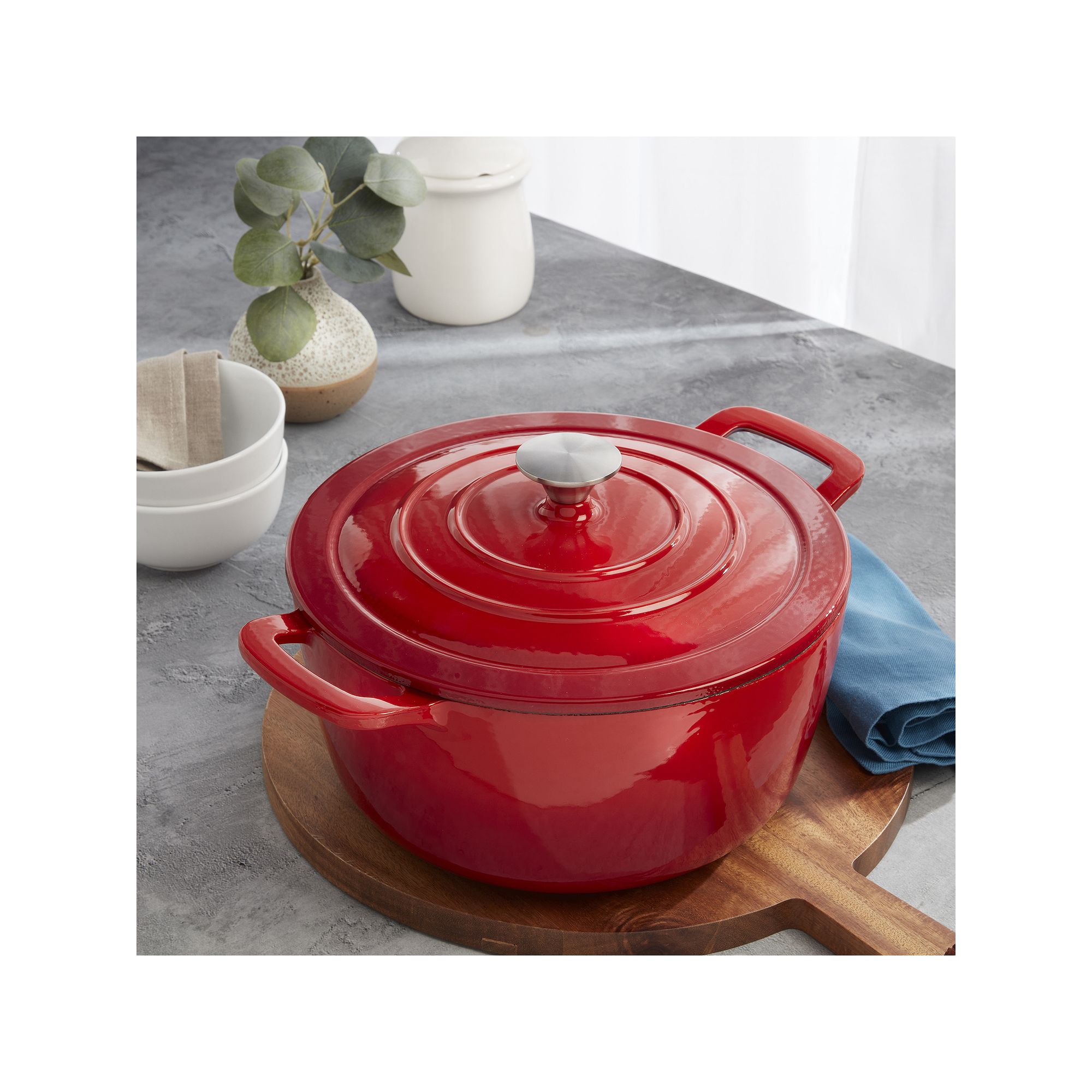 Mingle & Co 7-qt. Enameled Cast Iron Dutch Oven, Red