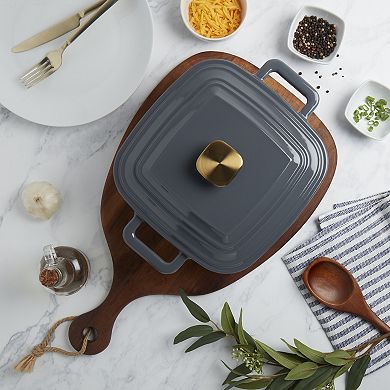 Mingle & Co. 4-qt. Square Enameled Cast Iron Dutch Oven