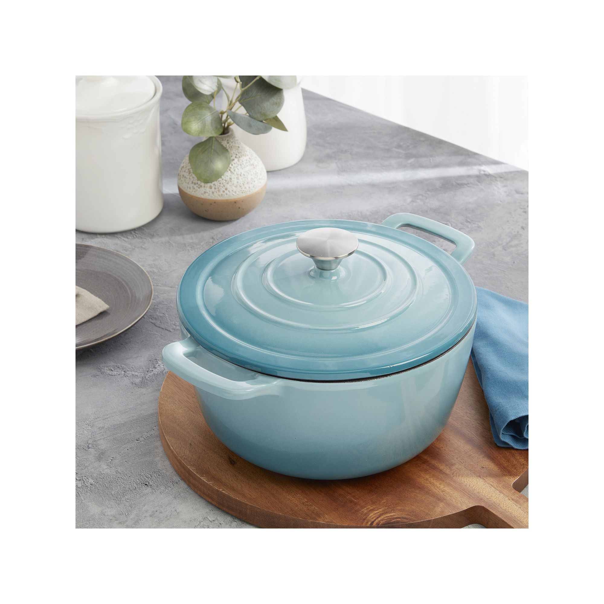 Mingle & Co. 5-qt. Enameled Cast Iron Dutch Oven, Blue