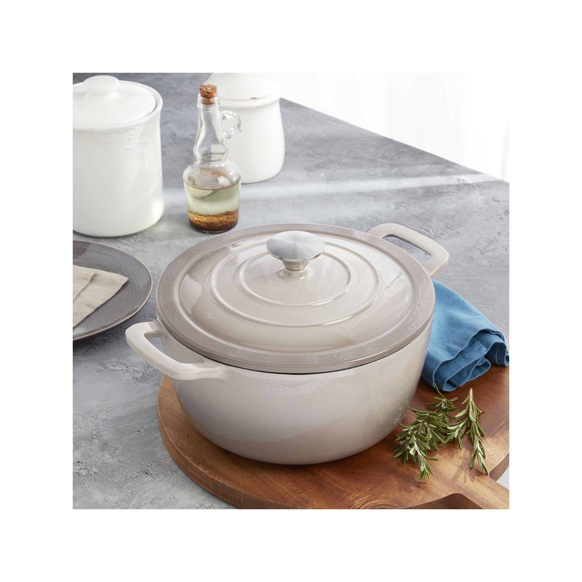 Mingle & Co. 5-qt. Enameled Cast Iron Dutch Oven, Grey Gray