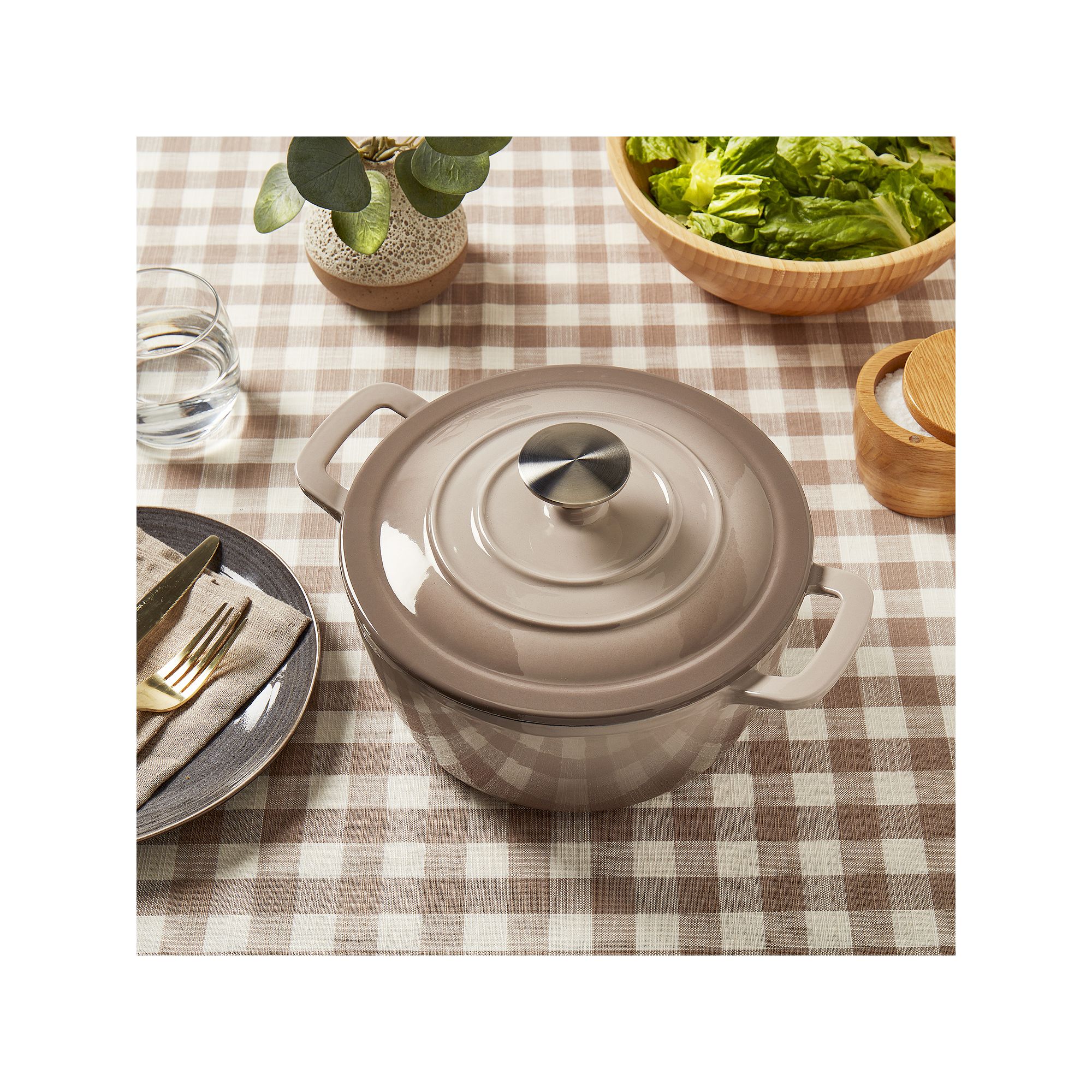 Mingle & Co 3.5-qt. Enameled Cast Iron Dutch Oven, Grey