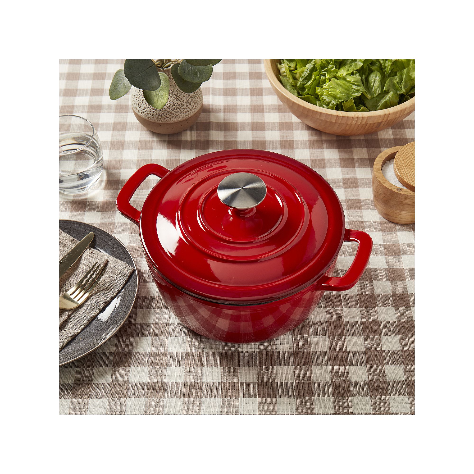 Mingle & Co 3.5-qt. Enameled Cast Iron Dutch Oven, Red