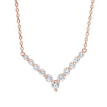 Gemstone Brilliance Lab-Created White Sapphire V-Shape Necklace