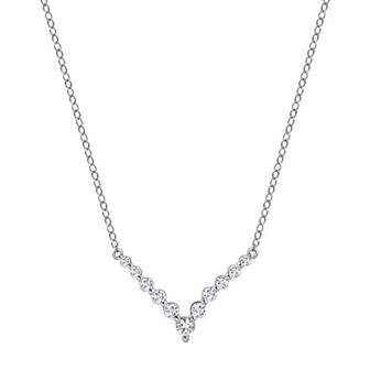 Gemstone Brilliance Lab-Created White Sapphire V-Shape Necklace