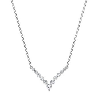 Gemstone Brilliance Lab-Created White Sapphire V-Shape Necklace