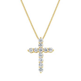 Gemstone Brilliance Lab-Created White Sapphire Cross Pendant Necklace