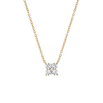 Gemstone Brilliance Lab-Created White Sapphire Cluster Pendant Necklace