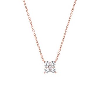 Gemstone Brilliance Lab-Created White Sapphire Cluster Pendant Necklace