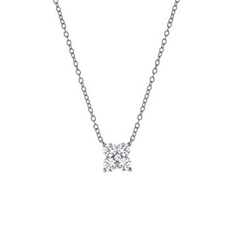 Gemstone Brilliance Lab-Created White Sapphire Cluster Pendant Necklace