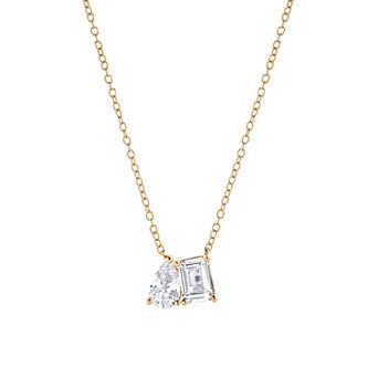 Gemstone Brilliance Lab-Created White Sapphire Teardrop & Rectangle Pendant Necklace