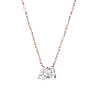 Gemstone Brilliance Lab-Created White Sapphire Teardrop & Rectangle Pendant Necklace