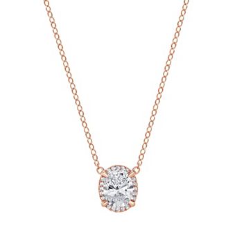 Gemstone Brilliance Lab-Created White Sapphire Oval Pendant Necklace