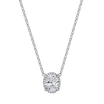 Gemstone Brilliance Lab-Created White Sapphire Oval Pendant Necklace