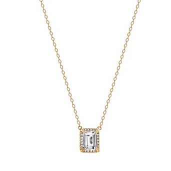 Gemstone Brilliance Lab-Created White Sapphire Square Pendant Necklace