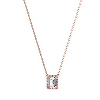 Gemstone Brilliance Lab-Created White Sapphire Square Pendant Necklace