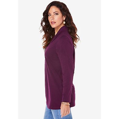 Roaman's Women's Plus Size Shawl Collar Ultimate Tee