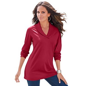 Roaman's Women's Plus Size Shawl Collar Ultimate Tee