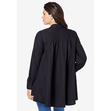 Roaman's Women's Plus Size Poplin Swing Tunic