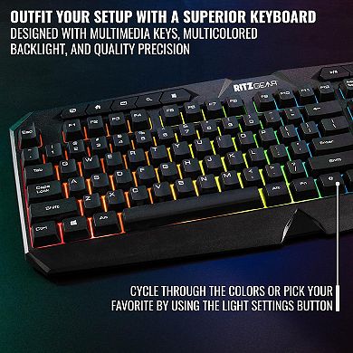 Ritz Gear Gaming Pc Bundle, 4-in-1 Led Gaming Pc Kit With Keyboard, Mouse, Mouse Pad & Headset