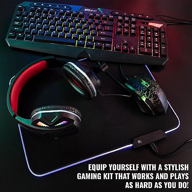 Ritz Gear Gaming Pc Bundle, 4-in-1 Led Gaming Pc Kit With Keyboard, Mouse, Mouse Pad & Headset