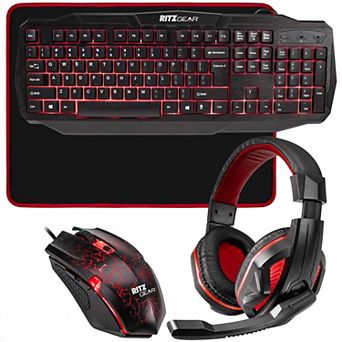 Ritz Gear Gaming Pc Bundle, 4-in-1 Led Gaming Pc Kit With Keyboard, Mouse, Mouse Pad & Headset
