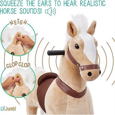 Lil’ Jumbl Ride On Horse, Kids Ride On Toy With Sounds & Wheels (off-white)