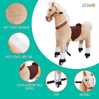 Lil’ Jumbl Ride On Horse, Kids Ride On Toy With Sounds & Wheels (off-white)
