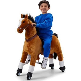 Lil’ Jumbl Ride On Horse, Kids Ride On Toy W/realistic Sounds & Wheels (brown)