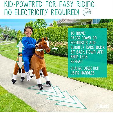 Lil’ Jumbl Ride On Horse, Kids Ride On Toy W/realistic Sounds & Wheels (brown)