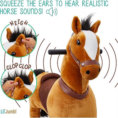 Lil’ Jumbl Ride On Horse, Kids Ride On Toy W/realistic Sounds & Wheels (brown)