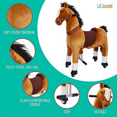Lil’ Jumbl Ride On Horse, Kids Ride On Toy W/realistic Sounds & Wheels (brown)