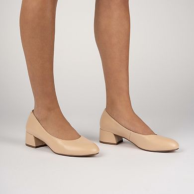 Journee Medium and Wide Width Saarii Women's Slip-On Block Heel Pumps
