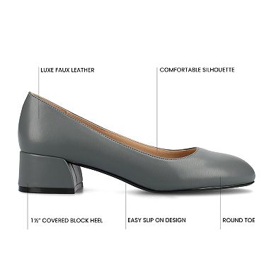 Journee Medium and Wide Width Saarii Women's Slip-On Block Heel Pumps