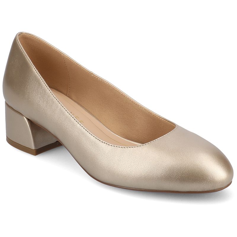 Journee Medium and Wide Width Saarii Women's Slip-On Block Heel Pumps, Size: 12, Beige