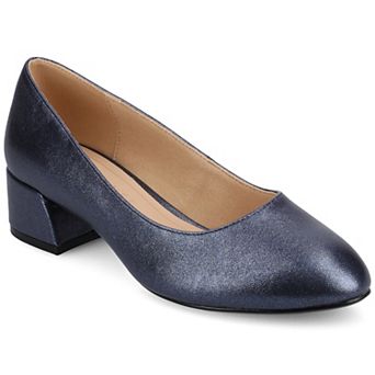 Journee Medium and Wide Width Saarii Women's Slip-On Block Heel Pumps