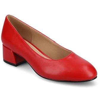 Journee Medium and Wide Width Saarii Women's Slip-On Block Heel Pumps
