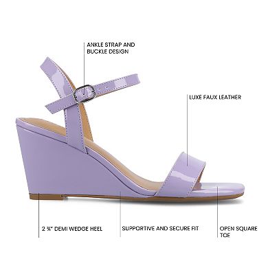 Journee Clayr Women's Ankle Strap Wedge Sandals