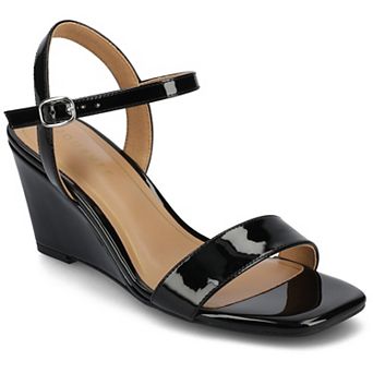 Journee Clayr Women's Ankle Strap Wedge Heels