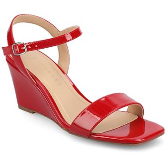 Journee Clayr Women's Ankle Strap Wedge Heels