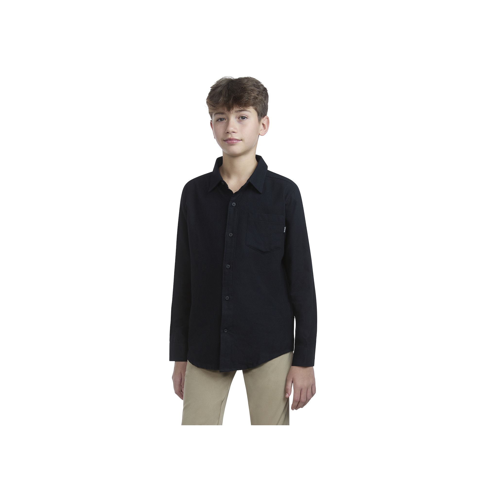 Boys 8-20 Hurley Long Sleeve Flannel Top, Boys, Size: Small, Black