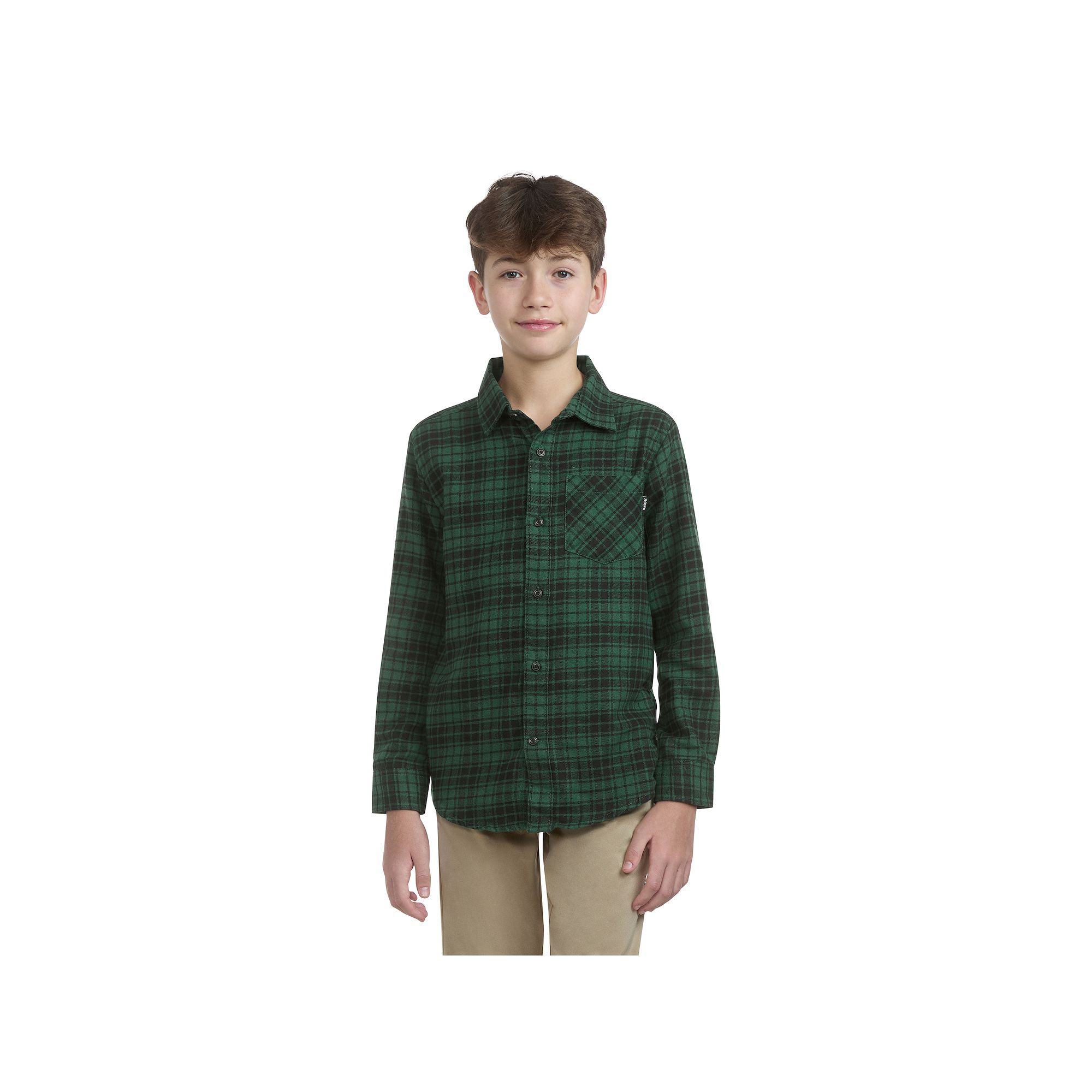 Boys 8-20 Hurley Long Sleeve Flannel Top, Boys, Size: Small, Green
