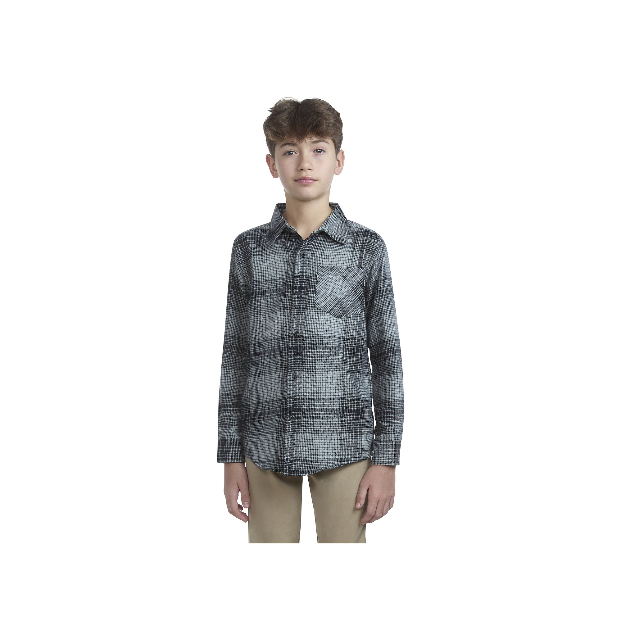 Boys 8-20 Hurley Long Sleeve Flannel Top, Boys, Size: Small, Grey