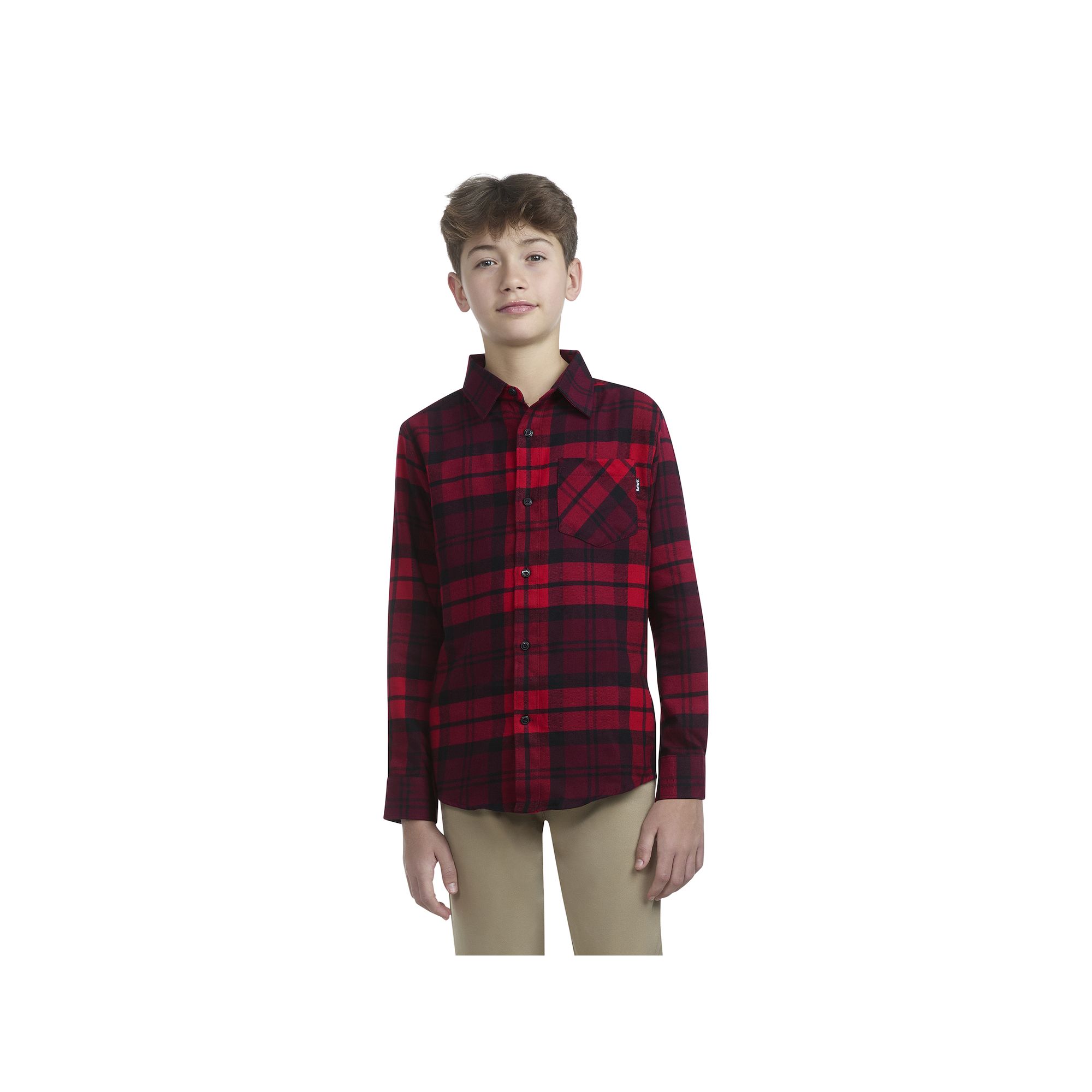 Boys 8-20 Hurley Long Sleeve Flannel Top, Boys, Size: Small, Red
