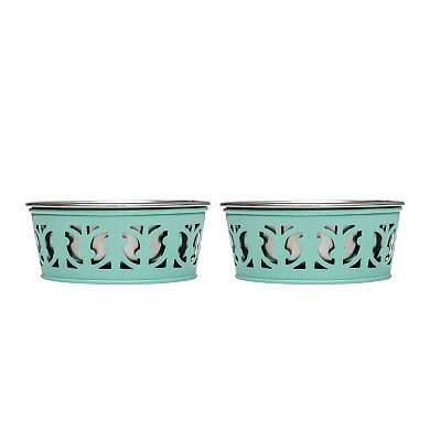 Country Living Set Of 2 Stainless Steel Dog Bowls, Farmhouse Style - Grey/16oz