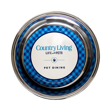 Country Living Set Of 2 Stainless Steel Dog Bowls, Farmhouse Style - Grey/16oz