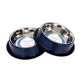 Country Living Set of 2 Ribbed No-Tip Non-Skid Dog Bowls Irish Green/8oz