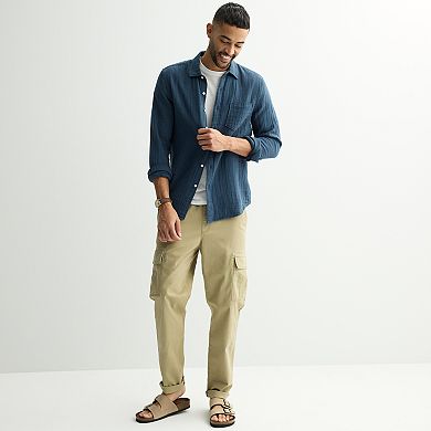 Men's Sonoma Goods For Life® Perfect Length Double Weave Long Sleeve Button-Down Shirt