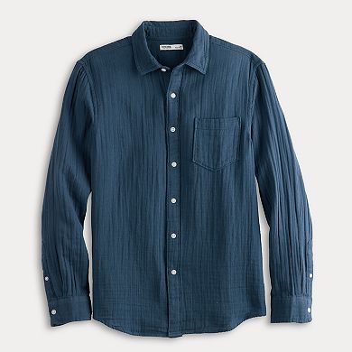 Men's Sonoma Goods For Life® Perfect Length Double Weave Long Sleeve Button-Down Shirt