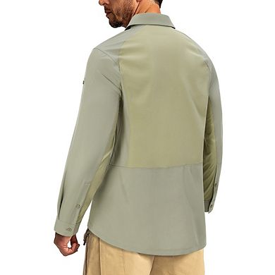 Men's Sun Protection Fishing Shirts Long Sleeve Travel Work Upf50+ Button Down Shirts With Pockets